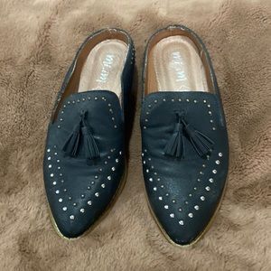 Mi.iM Black Studded Slides Size 6.5